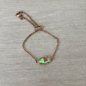 Kendra Scott Rose Gold Bracelet with Iridescent Green Stone